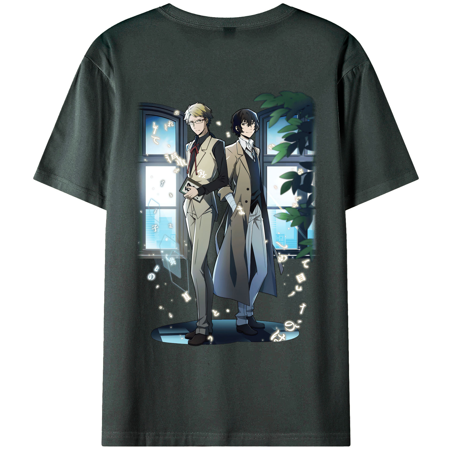 （画像用） 文豪ストレイドッグス Bungo Stray Dogs 綿100％ メンズ半袖Tシャツ（バックプリント） 通気性